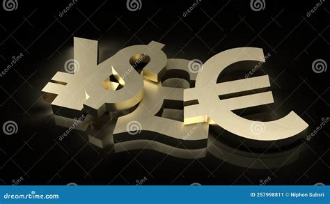 Gold Money Symbol On Black Background 3d Rendering Stock Illustration Illustration Of