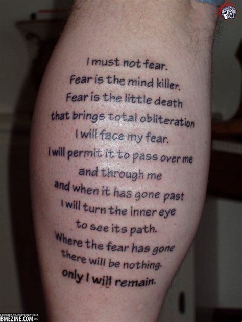 I Must Not Fear Fear Tattoo Tattoo Quotes Tattoos