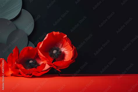 Red poppies as a symbol of memory for the fallen in the war. VE-Day ...