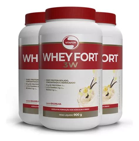 Kit 3 Whey Fort Vitafor Baunilha 900g Frete grátis