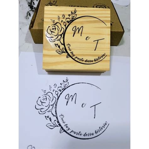 Carimbo Personalizado Monograma Casamento Anivers Rio Lembrancinhas