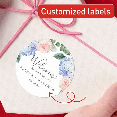 Custom Floral Wedding Name Stickers - Personalized Labels Featuring ...