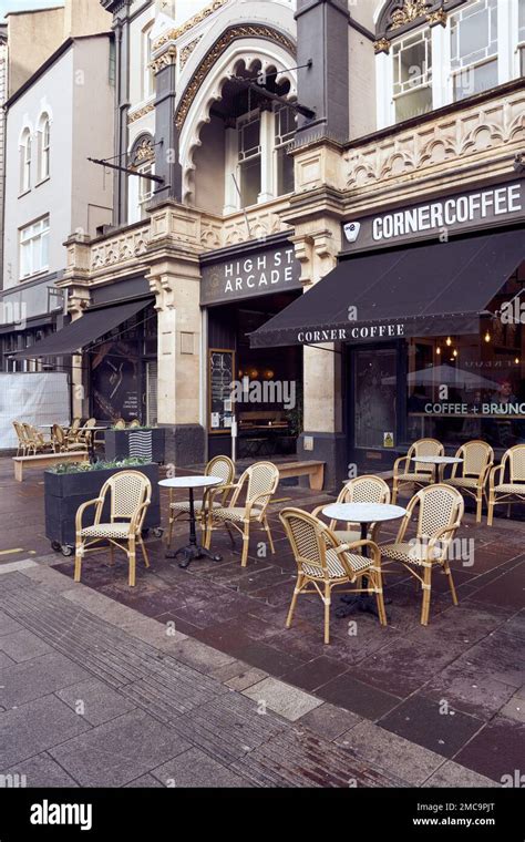 Entrance To The High Street Arcade Cardiff South Wales Stock Photo