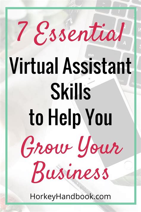 A Laptop With Text That Reads 7 Essential Virtual Assistant Skills To Help You Grow Your Business