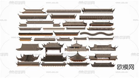 屋檐 门头屋梁 屋顶瓦片 飞脊 屋顶样su模型下载id14002488sketchup模型下载 欧模网