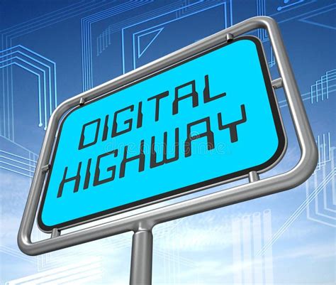 Digital Highway Sign Virtual Roadway 3d Illustration Stock Illustration ...