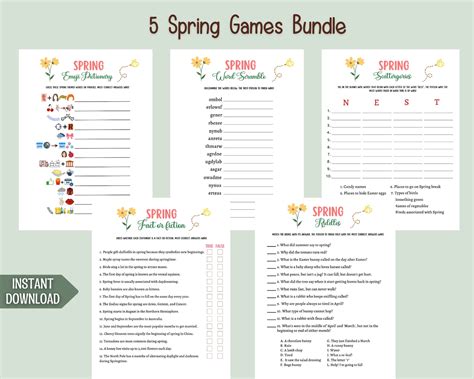 Spring Games Bundle Printable Spring Activities Adults & - Etsy