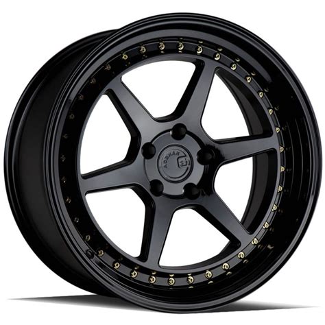 18x8 5 Aodhan DS09 Gloss Black W Gold Rivets Flow Form 5x4 5 114 3 35mm