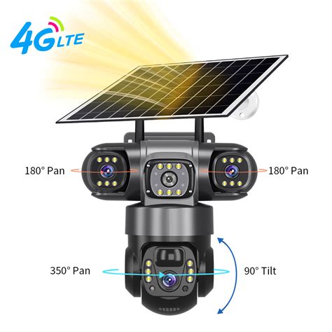 triple lens gwifi solar powered wireless security camera