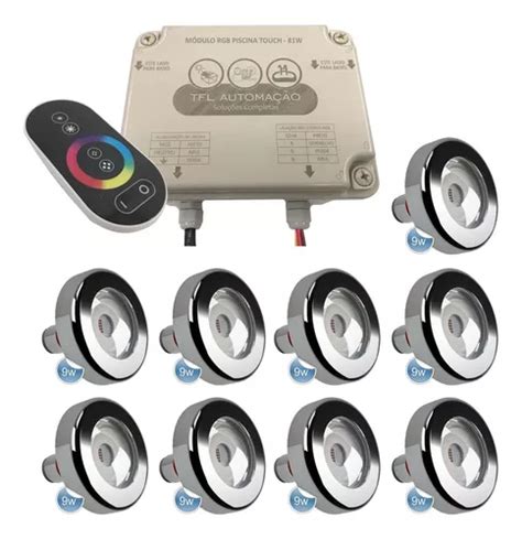 Luz Para Pileta Tholz Kit Led Pisicina Contr Touch 81w 9 Leds Rgb