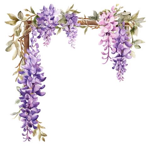 Premium Ai Image Purple Flowers Are Hanging From A Wooden Frame On A