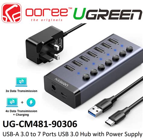 UGREEN USB-A 3.0 TO 7 PORTS USB 3.0 HUB 7-PORT USB ADAPTER USB HUB WITH ...