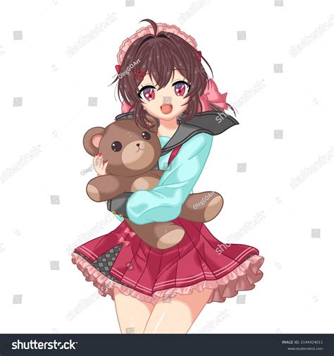 Cute Anime Girl Teddy Bear Stock Illustration 2144424011 Shutterstock