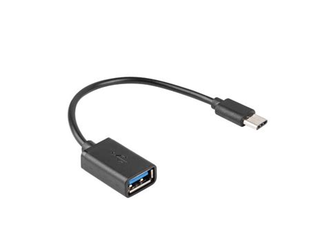 Lanberg Adapter USB C M Do USB A F 2 0 0 15m Otg Czarny ProLine