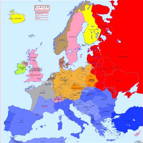 Political Map Of Europe 1940