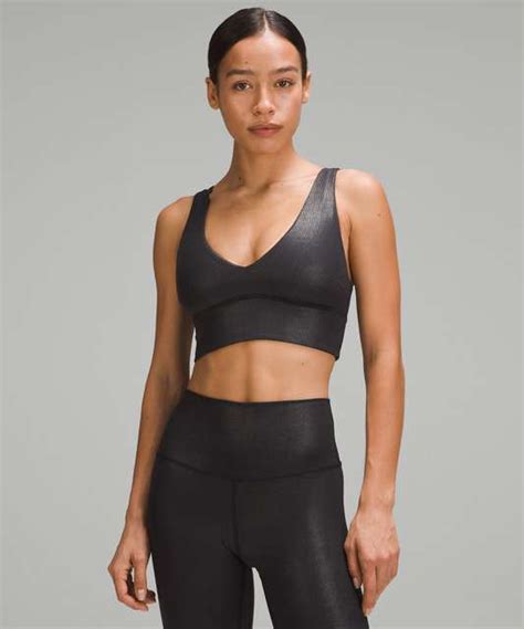 Lululemon Align Ribbed V Neck Bra Light Support A B Cup Shine Black