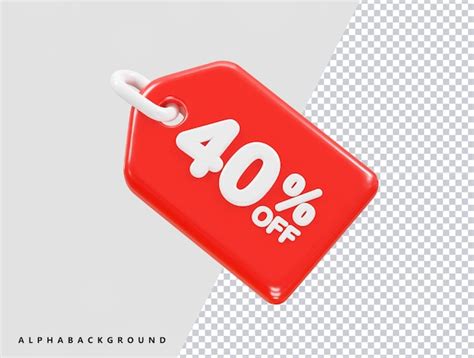 Premium Psd 40 Percent Off Discount Sale Icon 3d Render Illustration