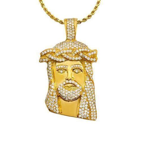 18k Yellow Gold Jesus Head Pendant 4 Ctw Avianne Jewelers