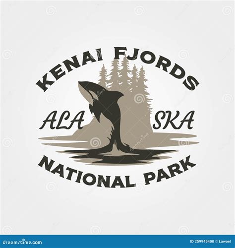 Kenai Fjrods Vintage Logo Vektor Mit Killer Wal Symbol Abbildung Design