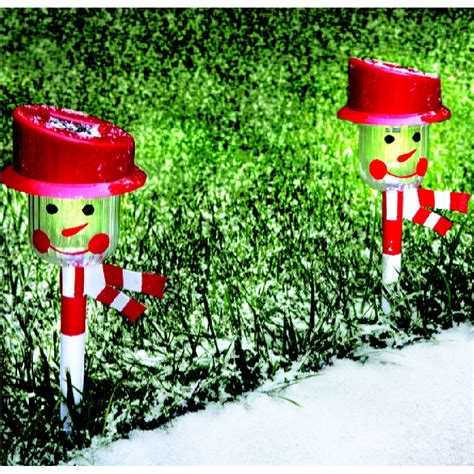 NEW (Set of 2) Christmas Holiday Snowman Solar-Powered Landscape ...