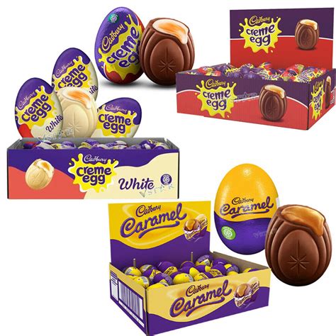 Cadbury Cream White Creme And Milk Caramel Eggs Milk Chocolate 40g New Stock Ebay