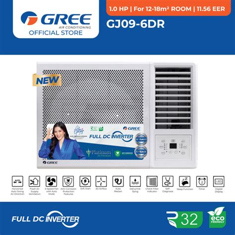 Gree GJ09 6DR 1HP Full DC Inverter Window Type Aircon Lazada PH