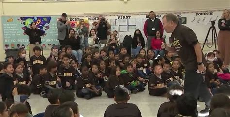 Padres Help Give New Bikes To Students At Balboa Elementary School In