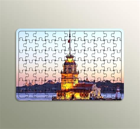 İstanbul Kız Kulesi Renkli Ahşap Puzzle Tablohane