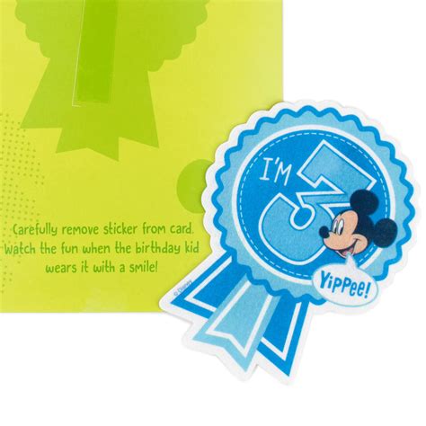 Mickey Mouse 3rd Birthday Card With Sticker Greeting Cards Hallmark