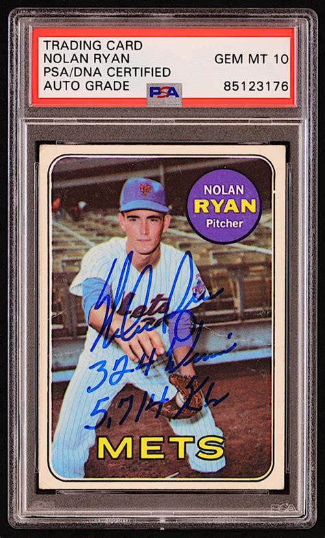 Nolan Ryan Signed 1969 Topps 533 Inscribed 324 Wins 5 714 K S PSA