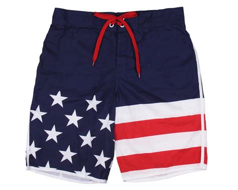 Usa Mens Patriotic Red White Blue American Flag Swim Trunks Board