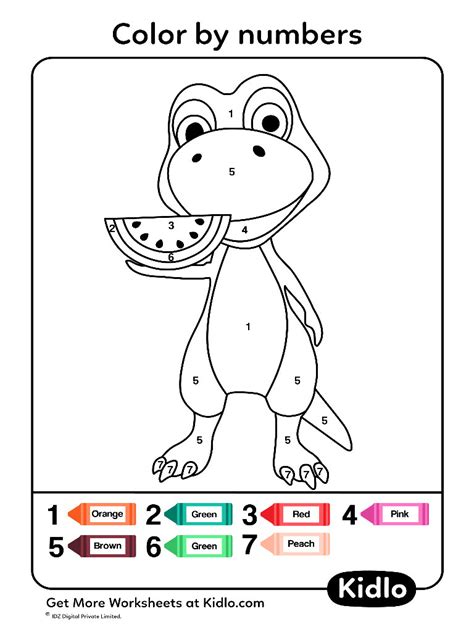 Color By Numbers Dino Worksheet 36