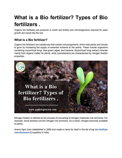 What is a Bio fertilizer? Types of Bio fertilizers . by ...