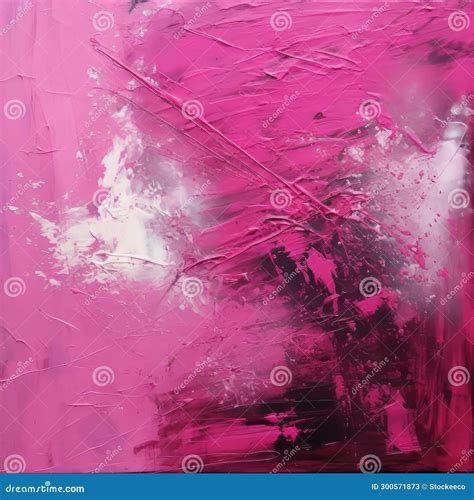 Bold And Textured Pink And White Abstract Art Painting Stock