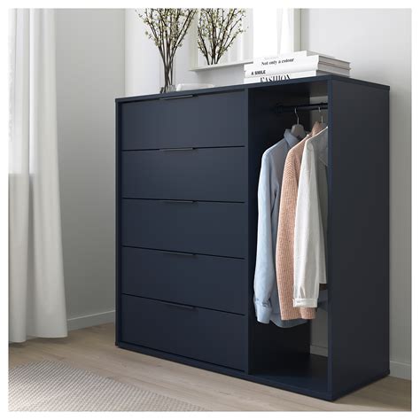 NORDMELA - chest of drawers with clothes rail, black-blue | IKEA Hong Kong