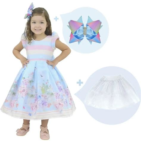 Kit Vestido Listrado Saia Floral Azul Saia Fil La O Elo