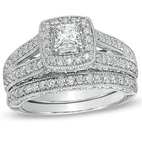 Enthralling Antique Wedding Ring Set 2 Carat Princess Cut Diamond On Gold