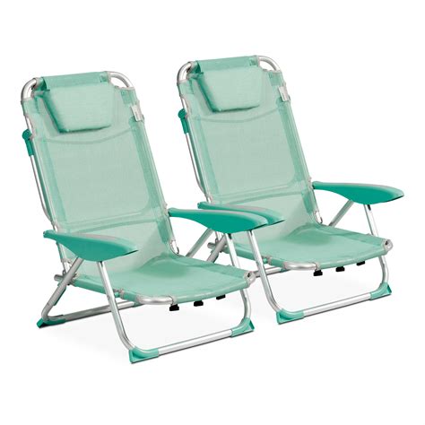 Set Di 2 Poltrone Clic Clac Da Spiaggia In Poliestere Verde Leroy Merlin