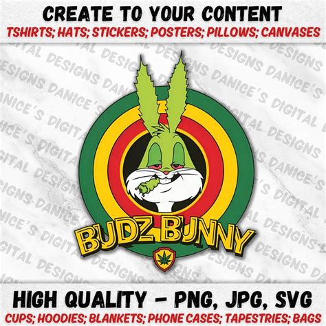 Budz Bunny Funny Weed Editable Digital Design PNG SVG Etsy