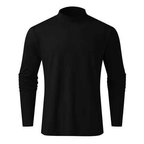 Juuyy Mens Slim Fit Turtleneck T Shirts Casual Lightweight Basic Cotton Pullover Tops Long