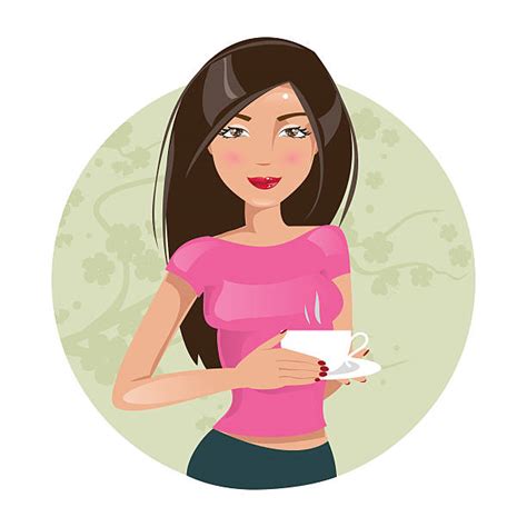 Women Drinking Coffee Cartoon