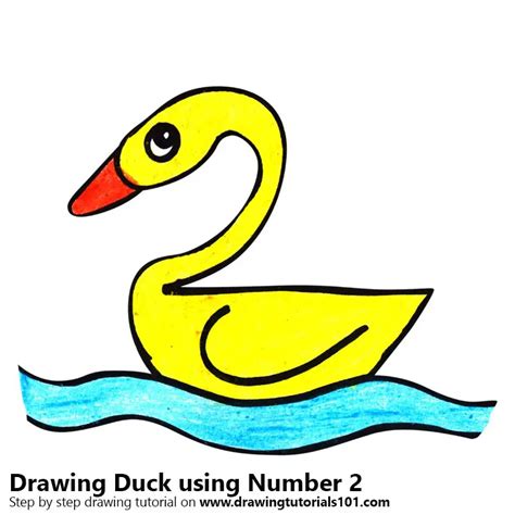 Learn How To Draw A Duck Using Number 2 Animals With Numbers Step By