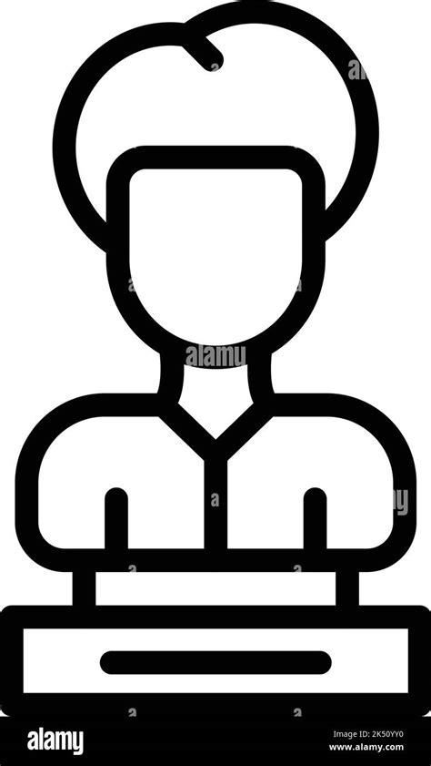 Man Sculpture Icon Outline Vector Museum Art Culture Artwork Stock