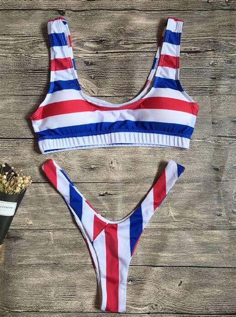 Sexy Women S Push Up Bra Striped Colrful Bikini Set Swimsuit Swimwear