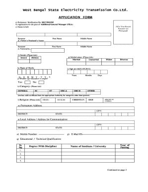 Fillable Online West Bengal State Electricity Transmission CoLtd Fax