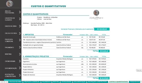 Planilha Do Arquiteto Arqwesleyrodrigues