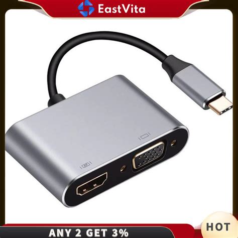 Eastvita Type C Hub Usb C Sang Hdmi Tương Thích Vga 2 Trong 1 Hd