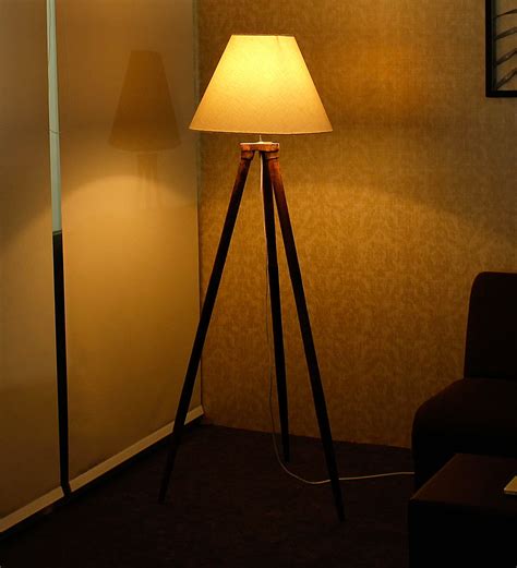 Buy Ventus Off White Fabric Shade Tripod Floor Lamp With Mango Wood