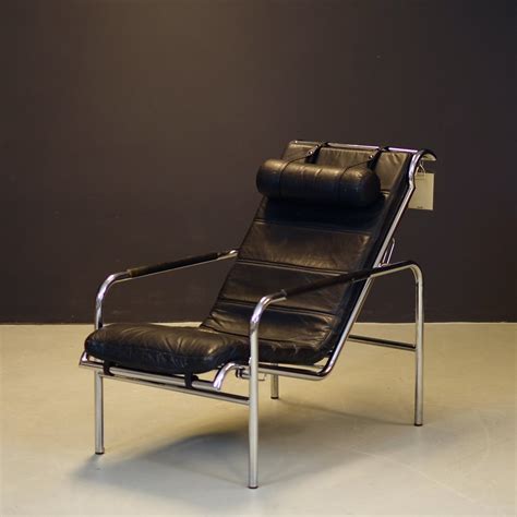 Vintage Black Leather Lounge Chair Genni By Gabriele Mucchi For