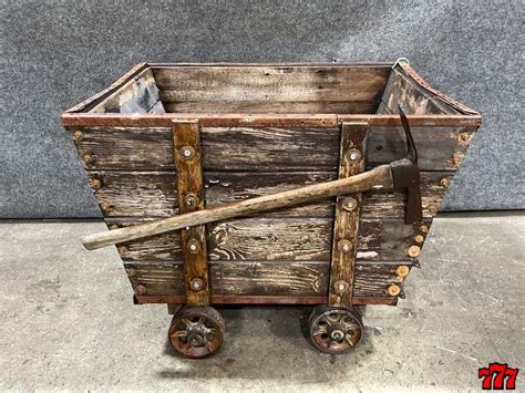 Coal Mining Cart W/ Pick Axe & Lantern - 777 Auction Company